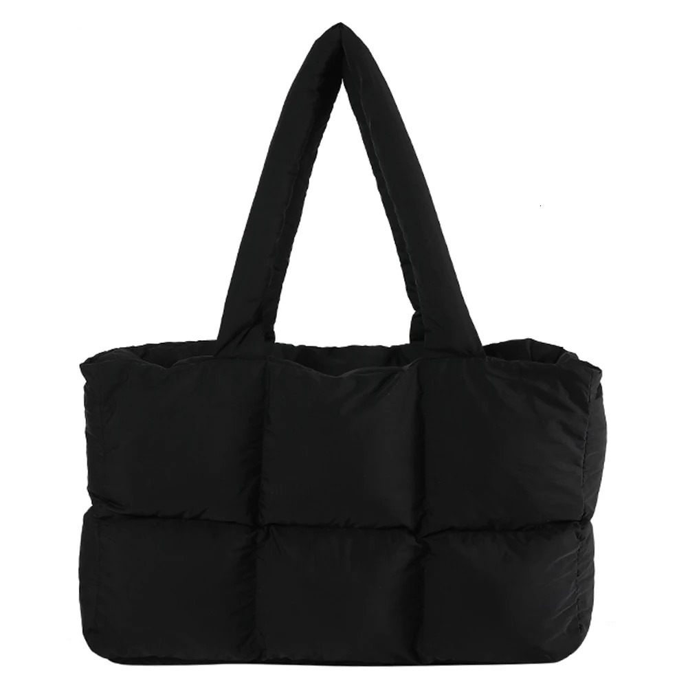 Women Puffer Shoulder Bag Solid Color Quilted Simple Cloud Bag Large Capacity Soft Cloud Tote Bag Trendy Commuting Bags250813