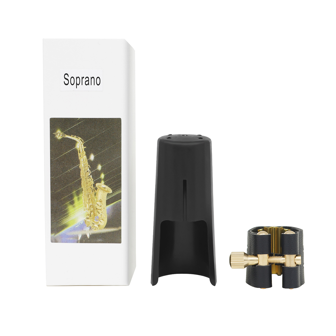 Alto Sax Soprano Saxophone Clarinet Reeds Metallic Leather Clamps Cap Clip Parts Fastener Ligature Mouthpiece Clamp - view 4