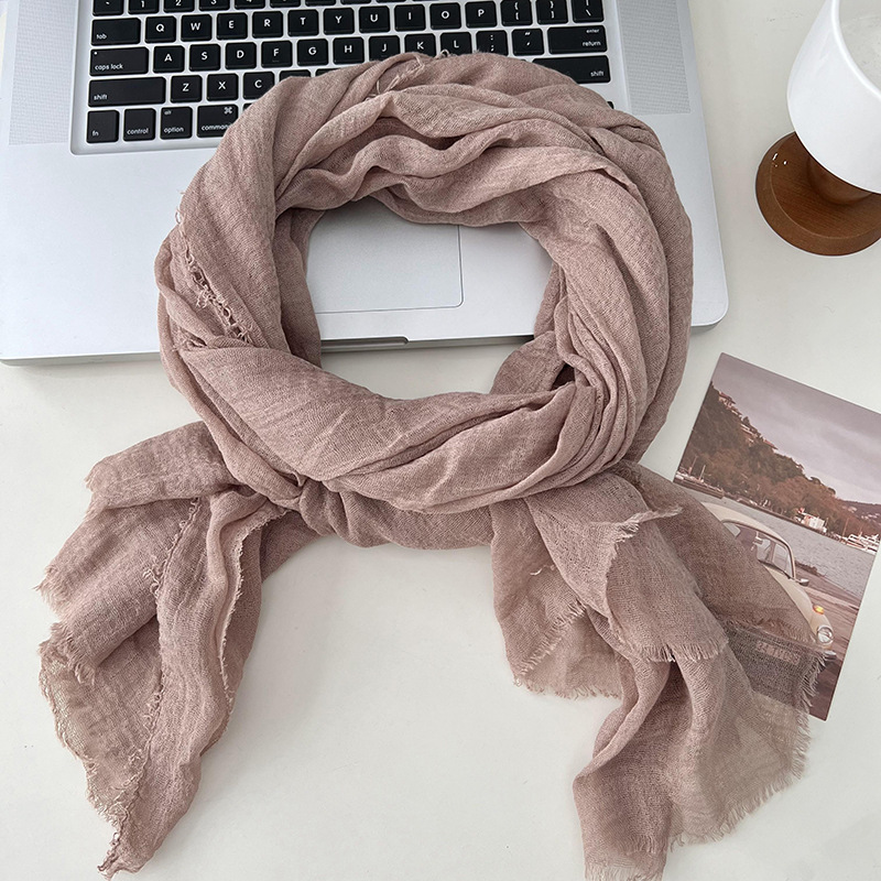 K1682 Women's versatile long scarf Korean style new solid color high-end feel autumn and winter warm neck protection can be used as a shawl