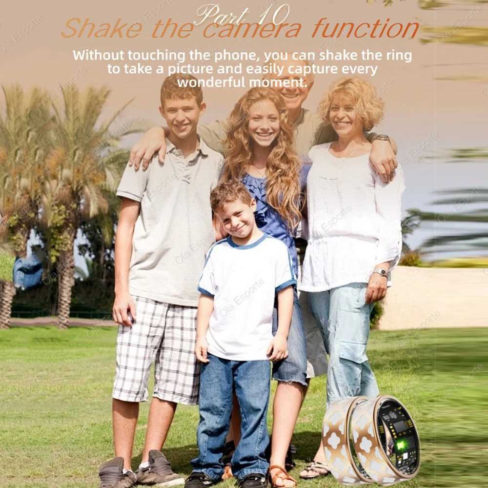 2025 New Women Gold Smart Ring Health HRV Monitor Heart Rate Sleep Monitor 10ATM Deep Waterproof Remote Control Smart Ring Gifts W250819