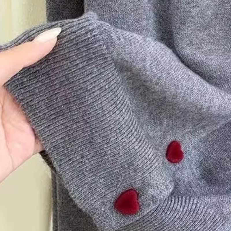 2025 Bow Embroidery Knitted Cardigan Women O-Neck Single Breasted Heart Button Sweater Korean Casual Solid Color Knitting Tops XJ250819