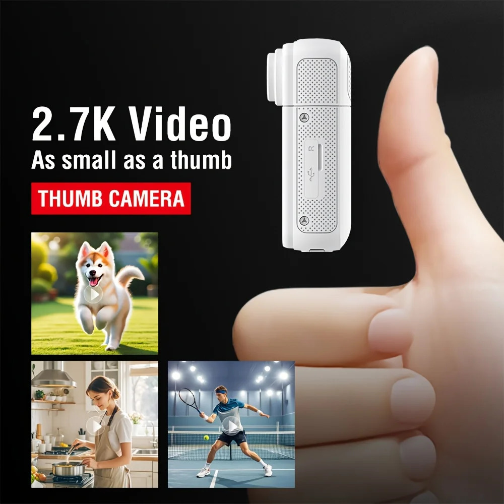 2.7K 180° Mini Cam 2.7K Thumb Sports Camera 1.4 Inch WiFi 180°Action Camera For Motor Cycling Recorder Outdoor Mini Cam Pet Vlog 250813