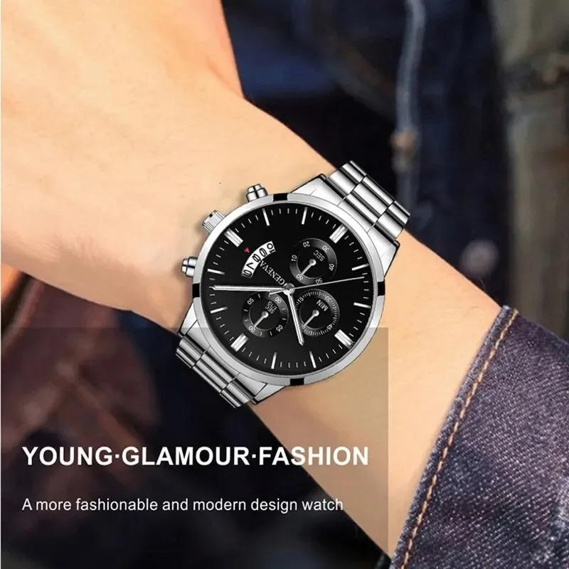 Fashion Men Stainless Steel Watch Calendar Quartz Wrist Watch Business Watches Man Clock Male Bracelet Wristwatch 250819