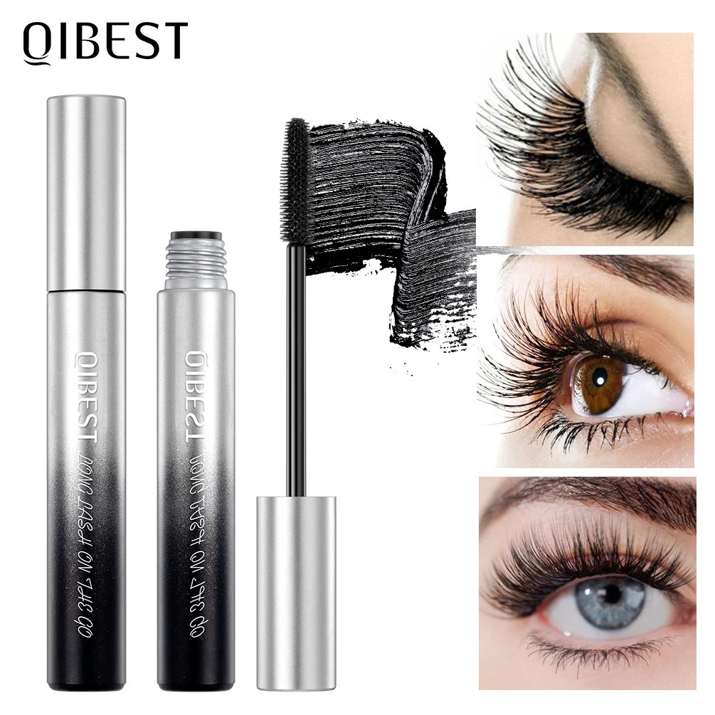 QI Black Mascara Waterproof Lengthens Eyelashes Extension Non-smudge Lengthening Volume 4D Silk Fiber Mascara Cosmetics 250818