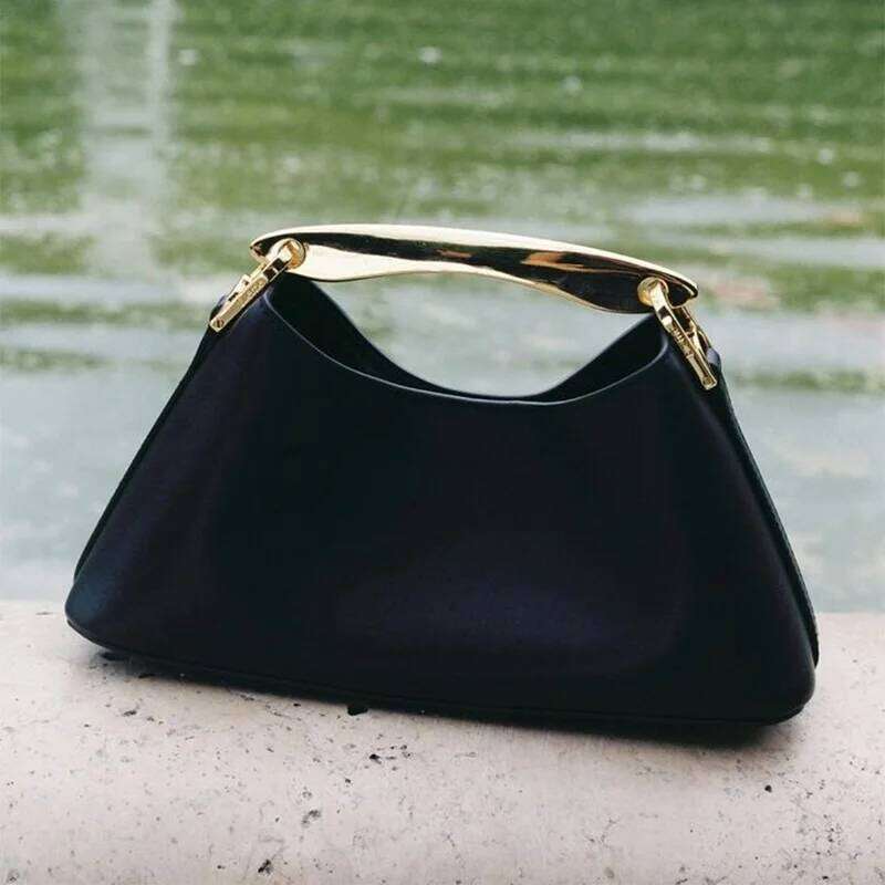 Lychee Pattern Shoulder For Women Creative Metal Handle Hobo Evening Clutch Chic Designer Half Moon Crossbody Bag