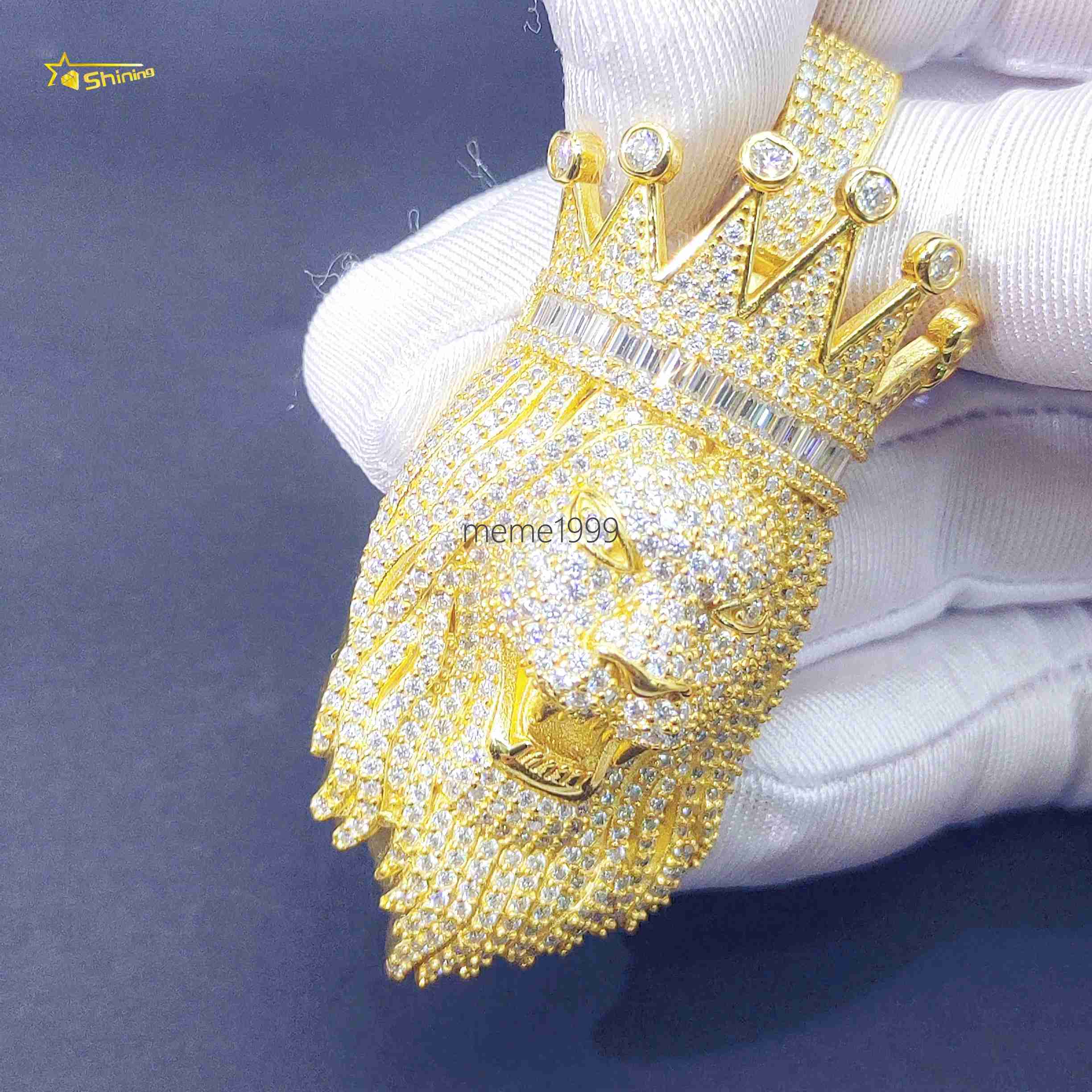 Hot Sale Fashion Necklace Pendant King Lion Hip Hop Pendants 925 Silver Moissanite Custom Pendants