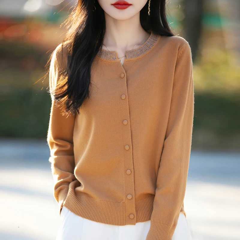 2025 Autumn and Winter Cashmere Cardigan Sweater for Women O-Neck XJ250819