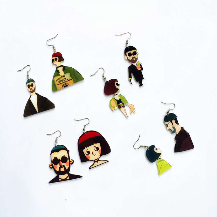 Creative Fun Hooks This Killer Is Not So Cold Earrings Cute Cartoon Asymmetric Acrylic Ear Clips