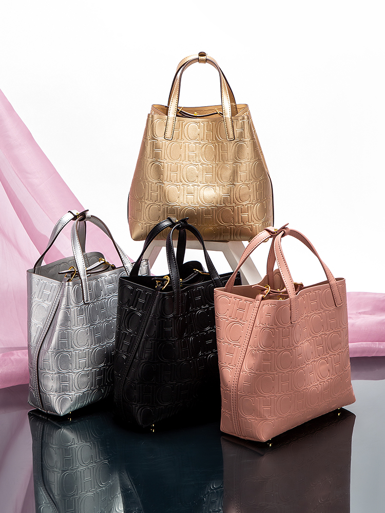 Elegant Embossing Fashion Tote Modern Geometry Style with Glittery Frame