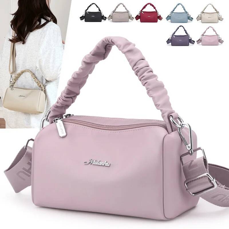 Many Pockets Casual Tote Bag Waterproof Shoulder Crossbody Bags For Women Solid Color Messenger Sac Purses And Handbags New 2025