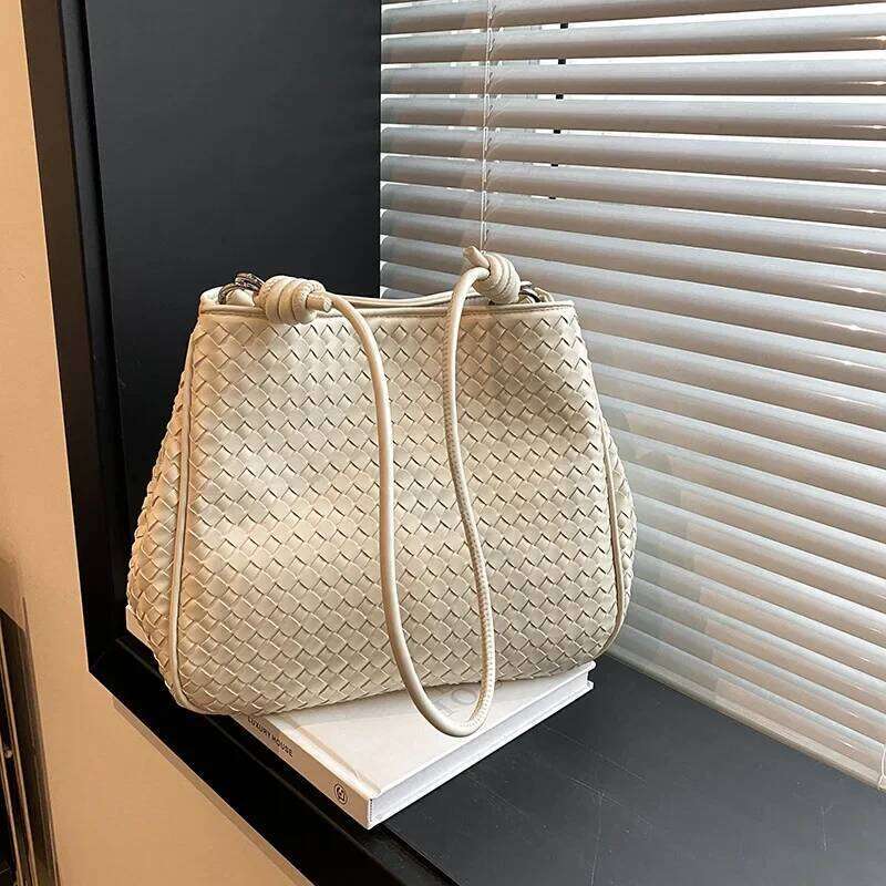 Raffia Bucket Eco Friendly Sardine Pattern Tote Large Boho Shoulder Bag Unisex