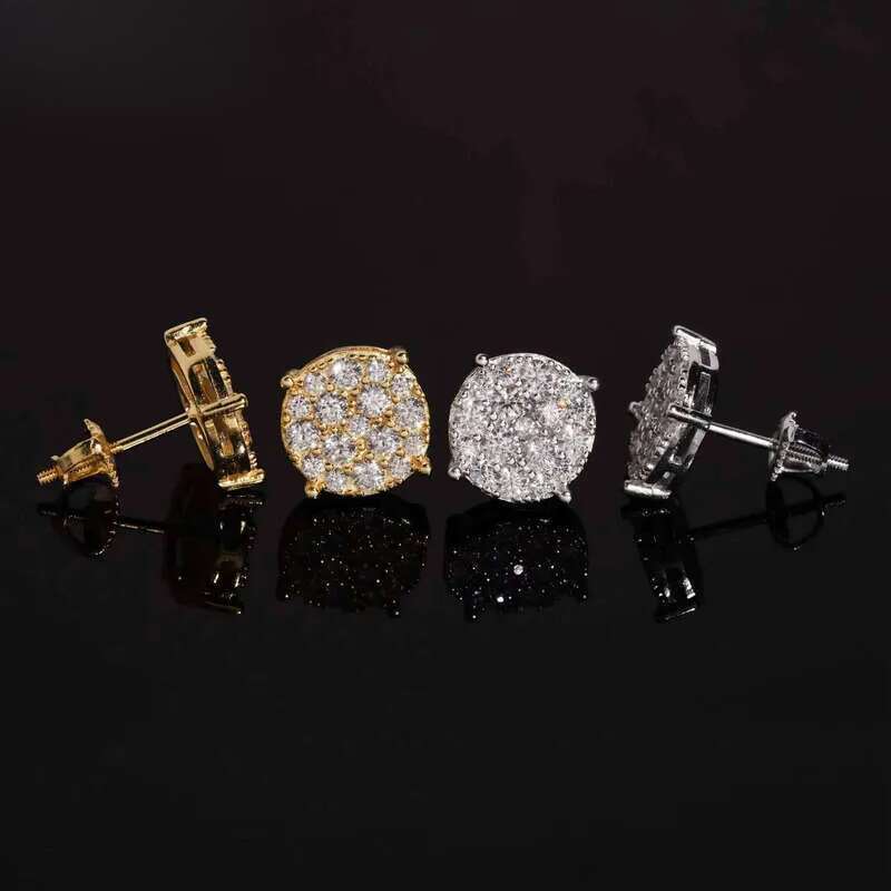 Fine Pass Tester Stocks Sterling Sier Iced Out Hip Hop Jewelry VVS Sparkling Moissanite Stud Earring Men Earrings