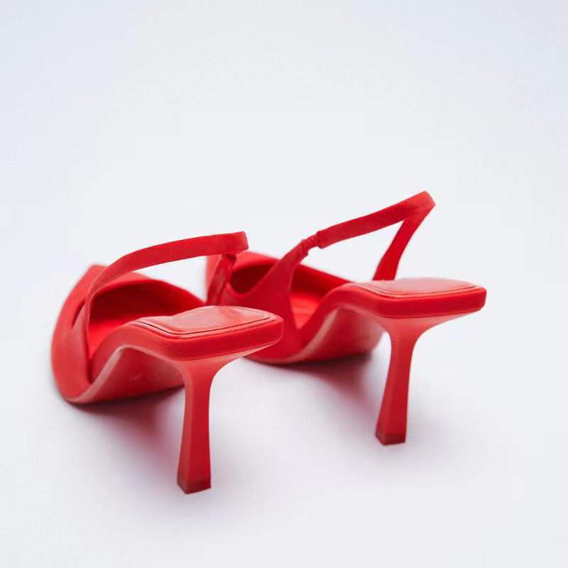 2025 Spring Summer New Pointed Thin Mid Heel Single Backless Closed Toe Sandals High Heels Green Large Size Women's Shoes 43 ddmymoon