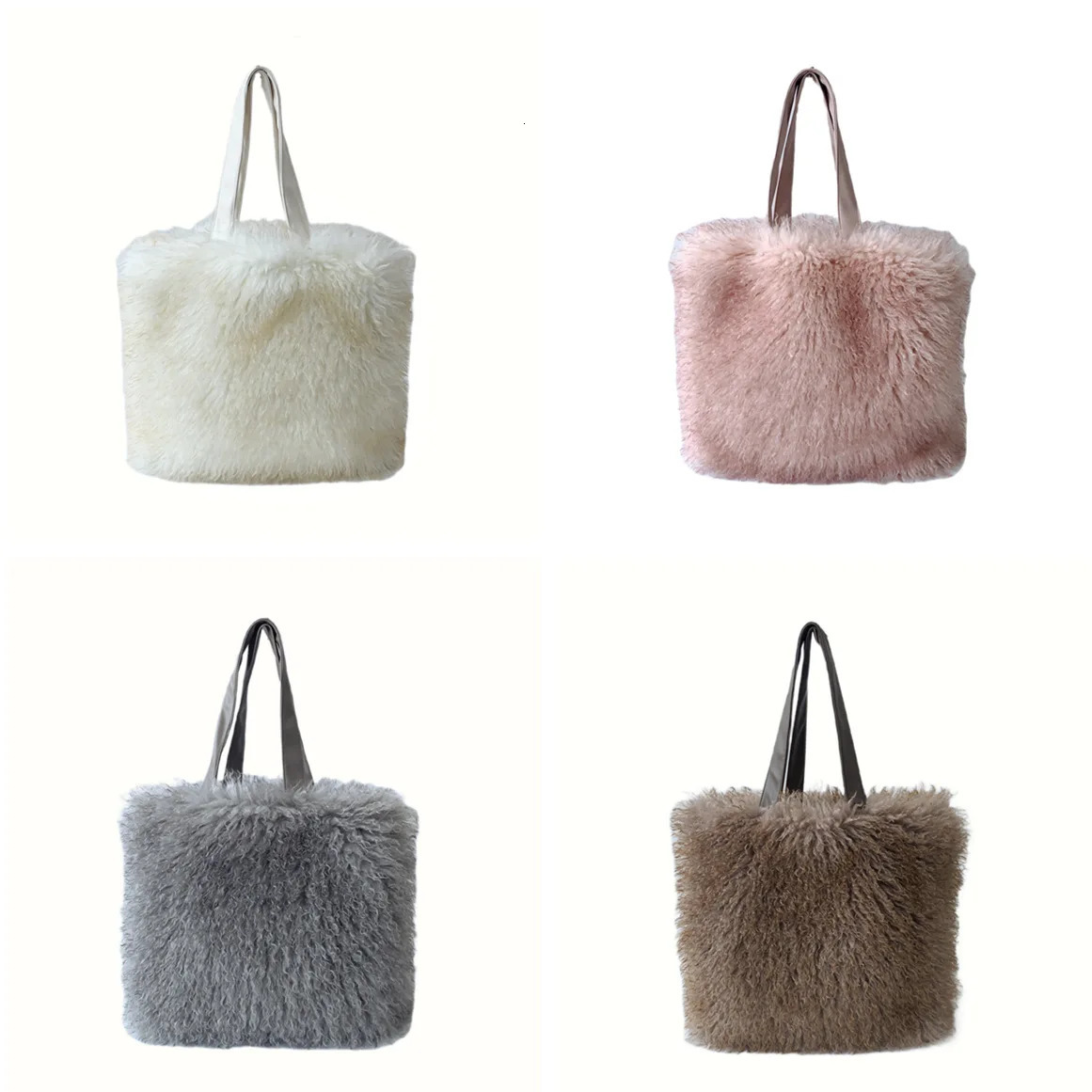 Artificial Wool Womens Tote Shoulder Bag Winter Faux Fur Ladies Large Shopping Bags Soft Plush Female Furry Travel Handbags 250818