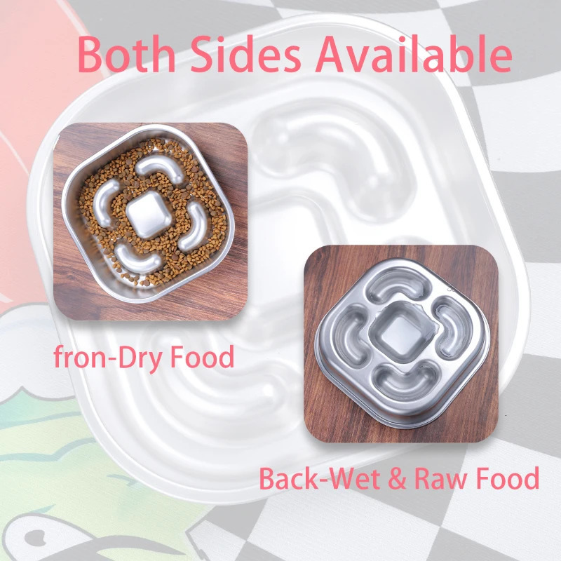 Dog Slow Feeder Bowls 304 Stainless Steel Dog Slow Feeder Bowl Available on Both Sides Slow Feeding Feeder Pets Cats Dog Bowls 250813