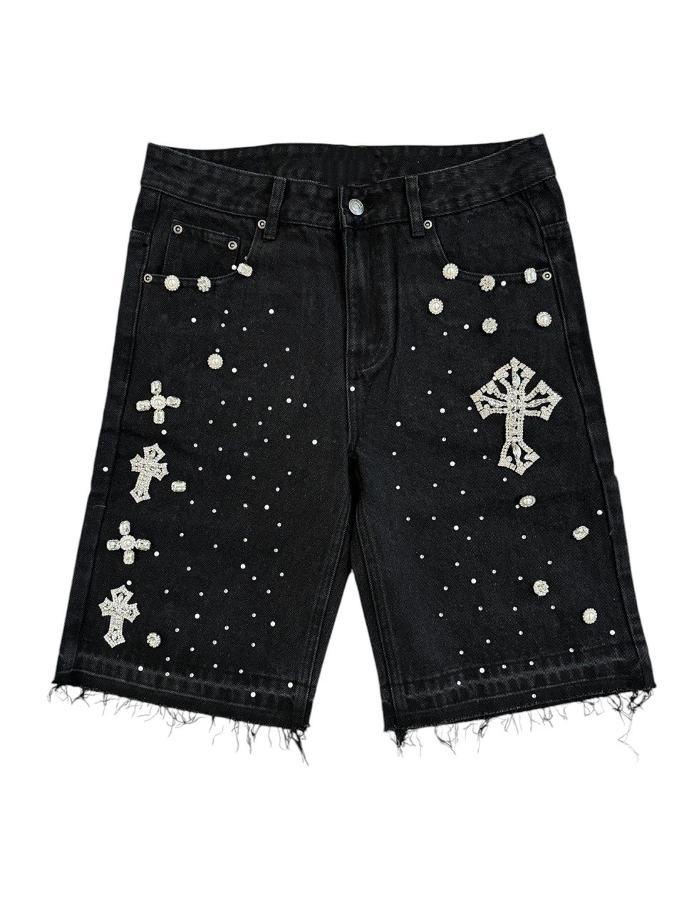 American retro pants from Europe and America hip-hop hot diamond denim shorts men's pants