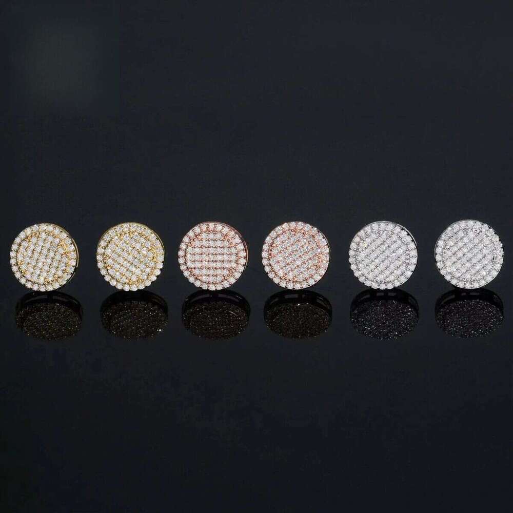 12mm Fashion Men's Round Iced Out Hip Hop Jewelry Sier VVS Moissanite Stud Earrings