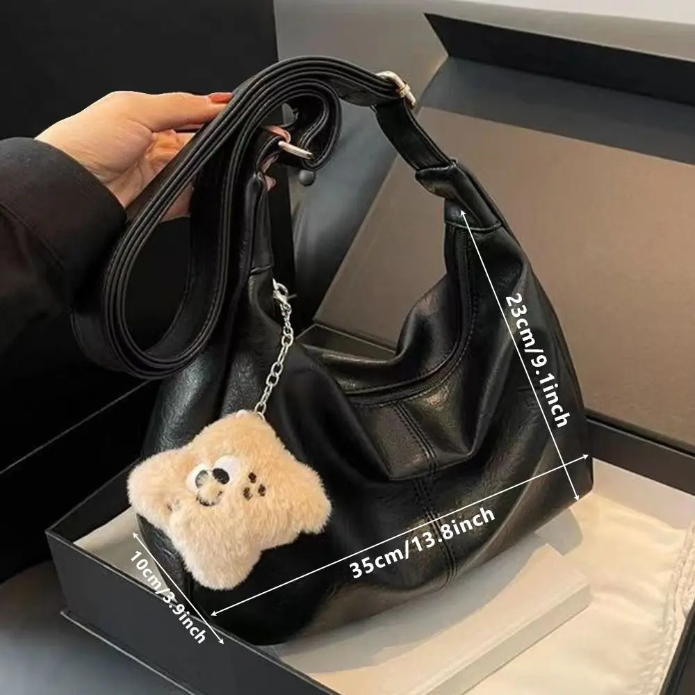 Trendy Slouchy Shoulder Bag for Women PU Leather Large Capacity Underarm Bag Retro Ladies Hobo Tote Bag 250818