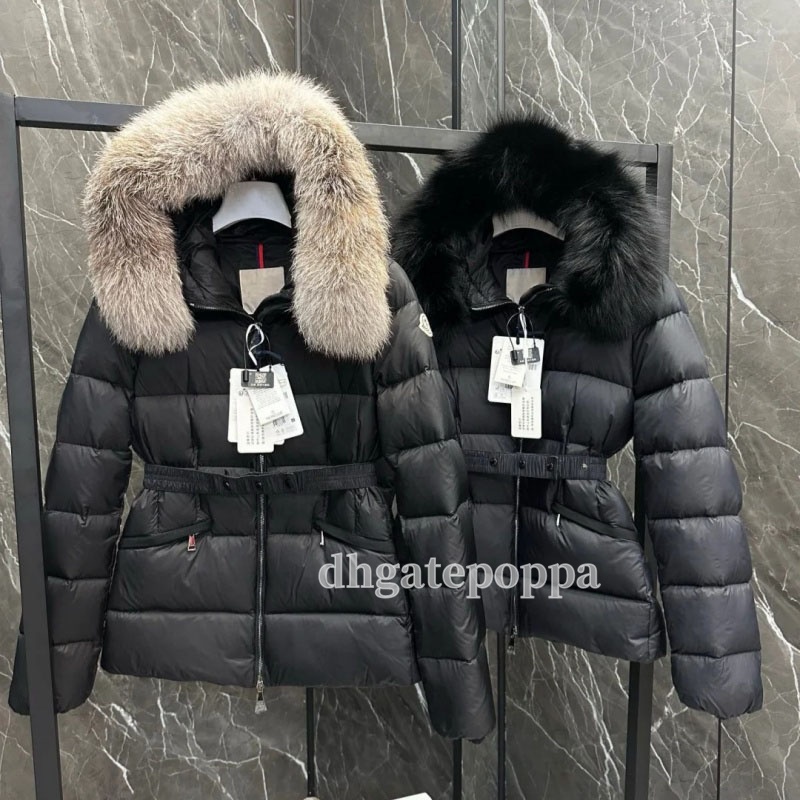 Designer Womans coat women jacket winter boed short down jackets fur coats real raccoon hair collar Puffer jacket women parkas with belt lady cotton coat outerwear