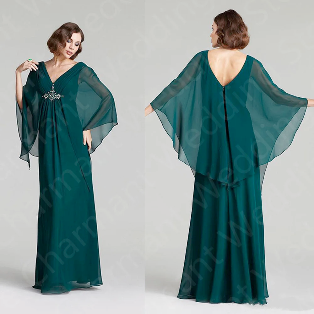 Graceful Purple Mother Of the Bride Dresses 2025 On Sale Simple Prom Gowns Chiffon 3/4 Sleeves Madre Vestidos V Neck Back Out