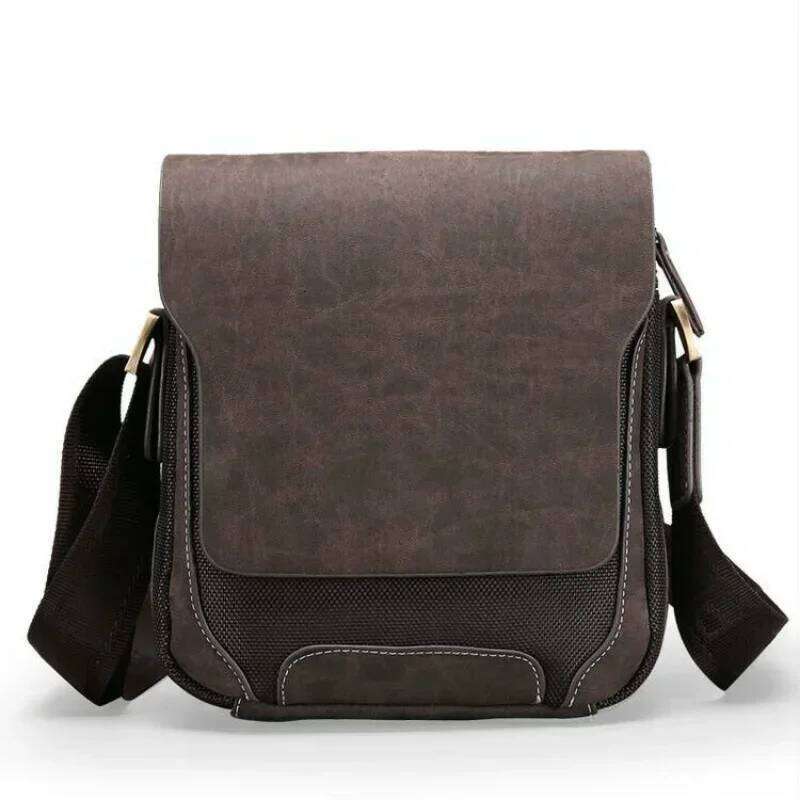 Men S Flip Large Travel Leather Oxford Vintage Handbag Casual Shoulder Bags Hight Qualtiy Men Retro Zipper Sling Bag