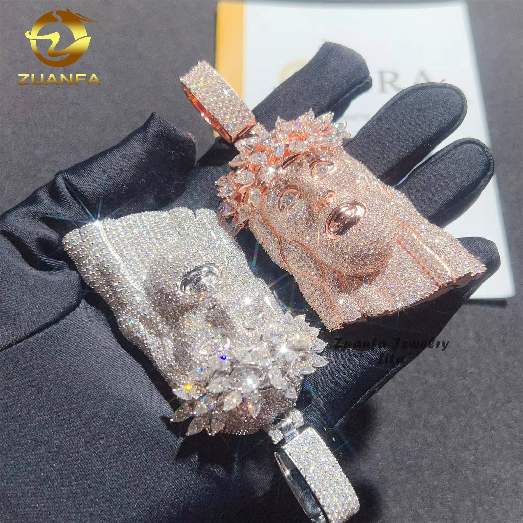 New Arrival Hip Hop Style Pear Cut Diamond Bell Unique Allah Iced Out 925 Silver Moissanite Jesus Pendant