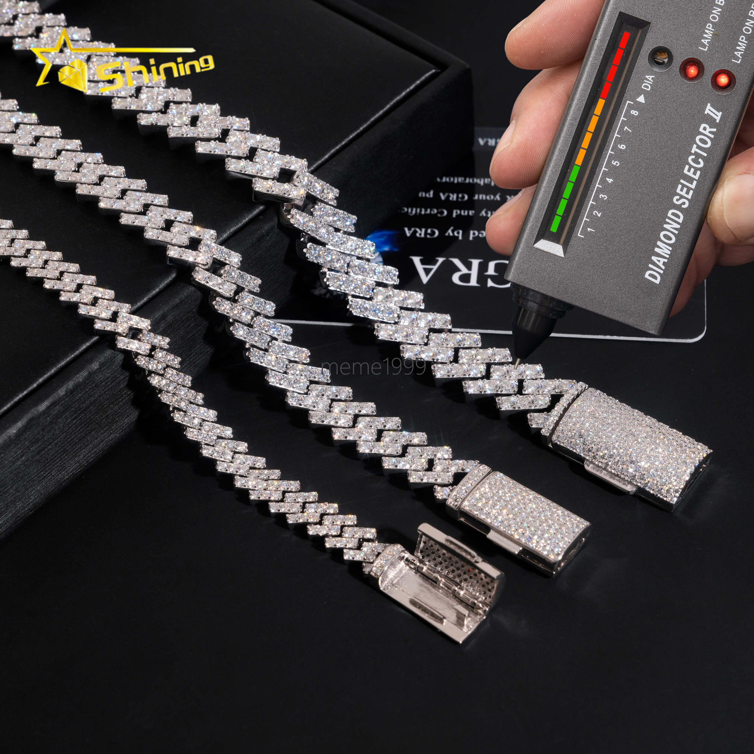 Hot Selling VVS Moissanite Chains Hip Hop 7mm 10mm 13mm One Row Moissanite Cuban Necklace Iced Out Link Chain Men