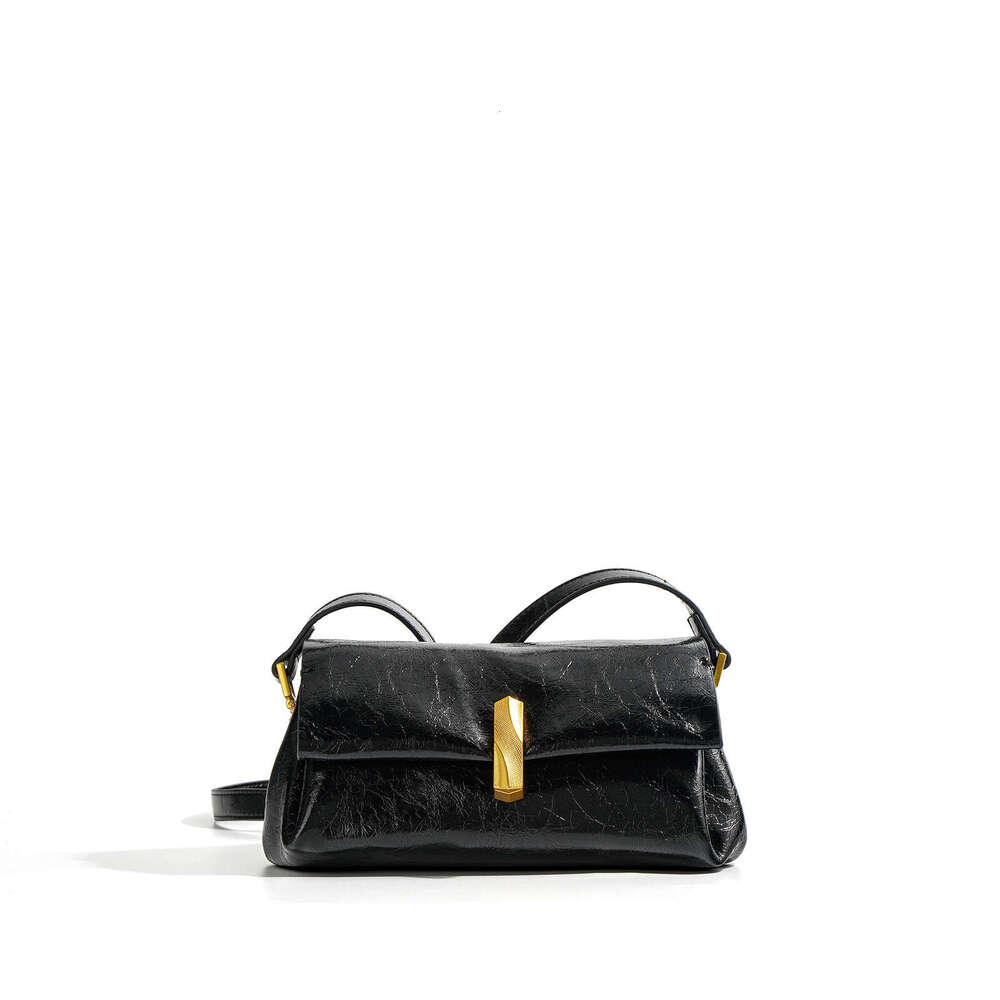 Spring Summer New Oil Wax Cowhide Casual Fashion High end Lazy Style Soft Leather Underarm Single Shoulder Crossbody Bag for Women