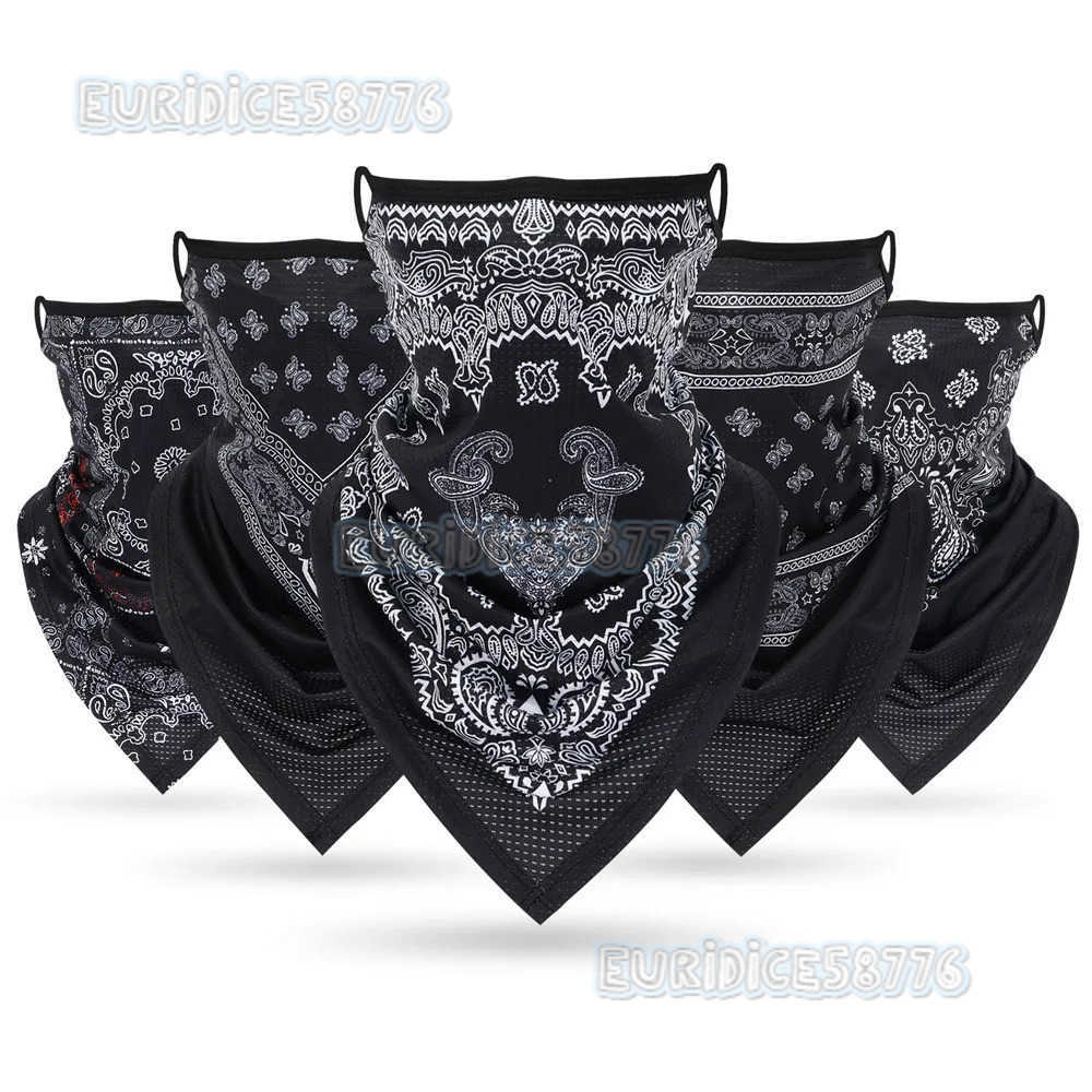 Black White Red Bandanna Masks Earloops Mesh Breathable Paisley Bandana Triangle Face Neck Cover Balaclava Men Women Protective H250819