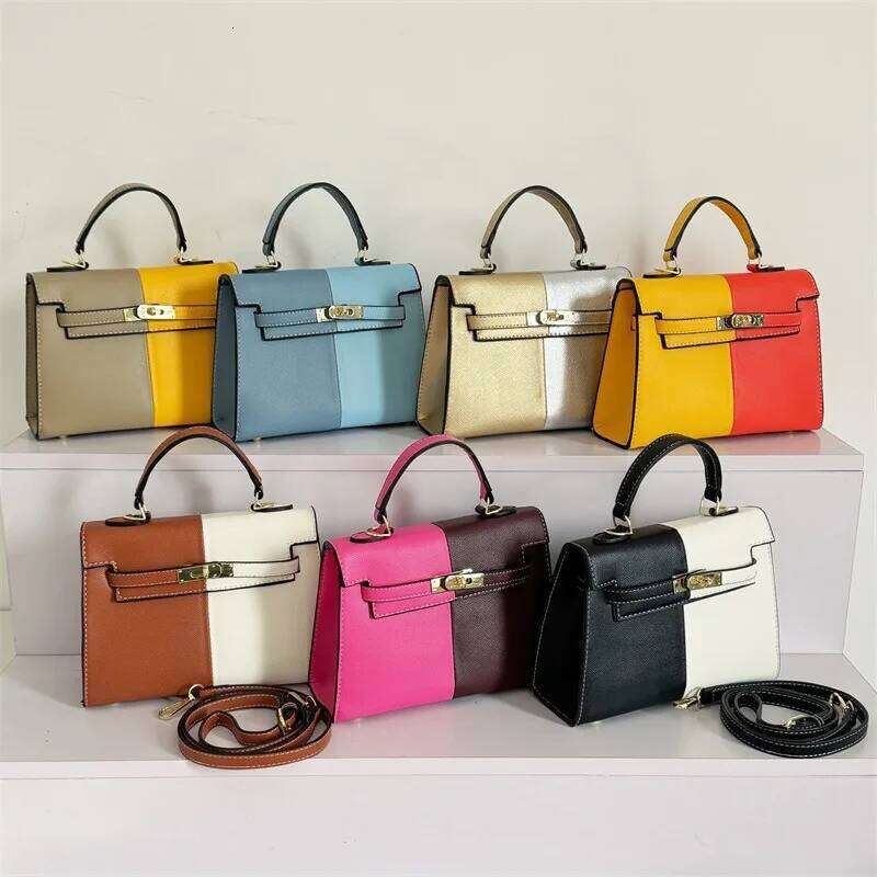 Hot Selling Splicing Bag New Cross-Border Fashion Contrast Color Trend Handbag One Shoulder Oblique Span Popular Women's Designer Bags