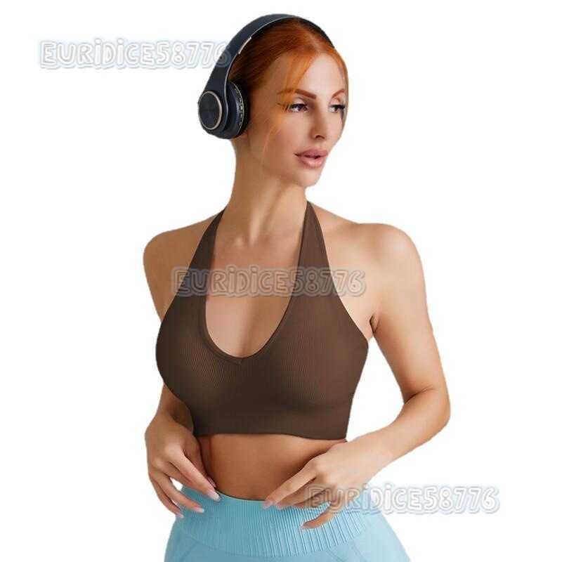 Deep v Triangle Cup Yoga Vest Halter Adjustable Beautiful Back Moisture-wicking Sweat-absorbing Sports Bra Breathable H250819