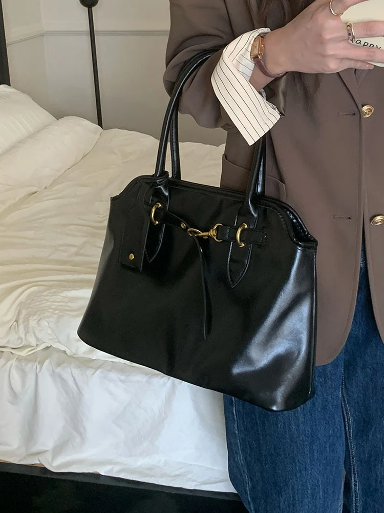 retro briefcase versatile large capacity shoulder bag fashionable casual womens daily commuting womens bag handbag 250818