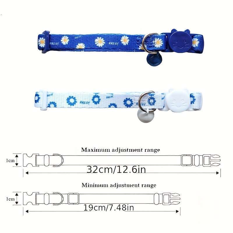 New Chrysanthemum Collar Printed Pet Supplies Colorful Bell Running Cat Neck Chain Decoration