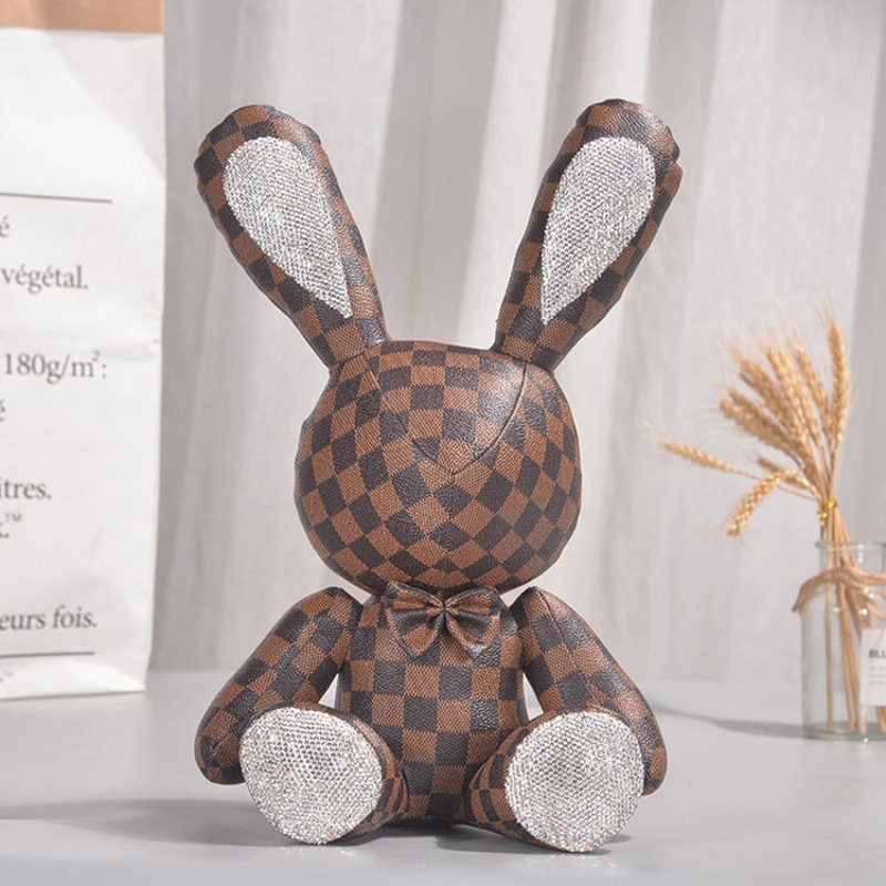 38cm New Dia-Encrusted Creative Rabbit Doll Plush Toy Car Decoration Living Room Ornament ddmythur