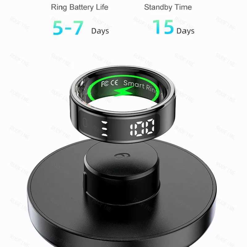 11 Oxygen Saturation LED Display Smart Ring Electronic Fitness Monitor Praise Ring for Men Women Stainless Steel New in Rings W250819