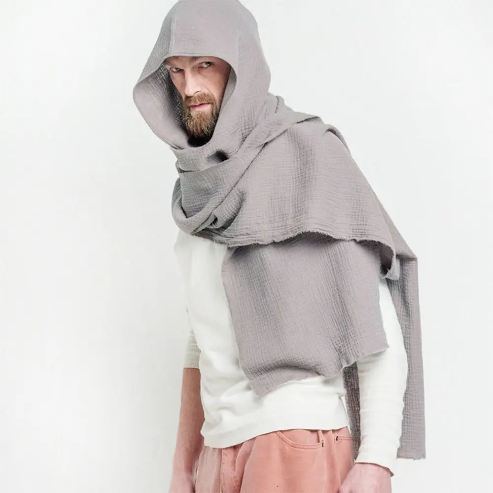 Scarf Shawl Scarf Cape Multifunctional Usage Fashion Multifunctional Hooded Cowl Solid Color Soft Linen Cotton Cowl Hood 250818