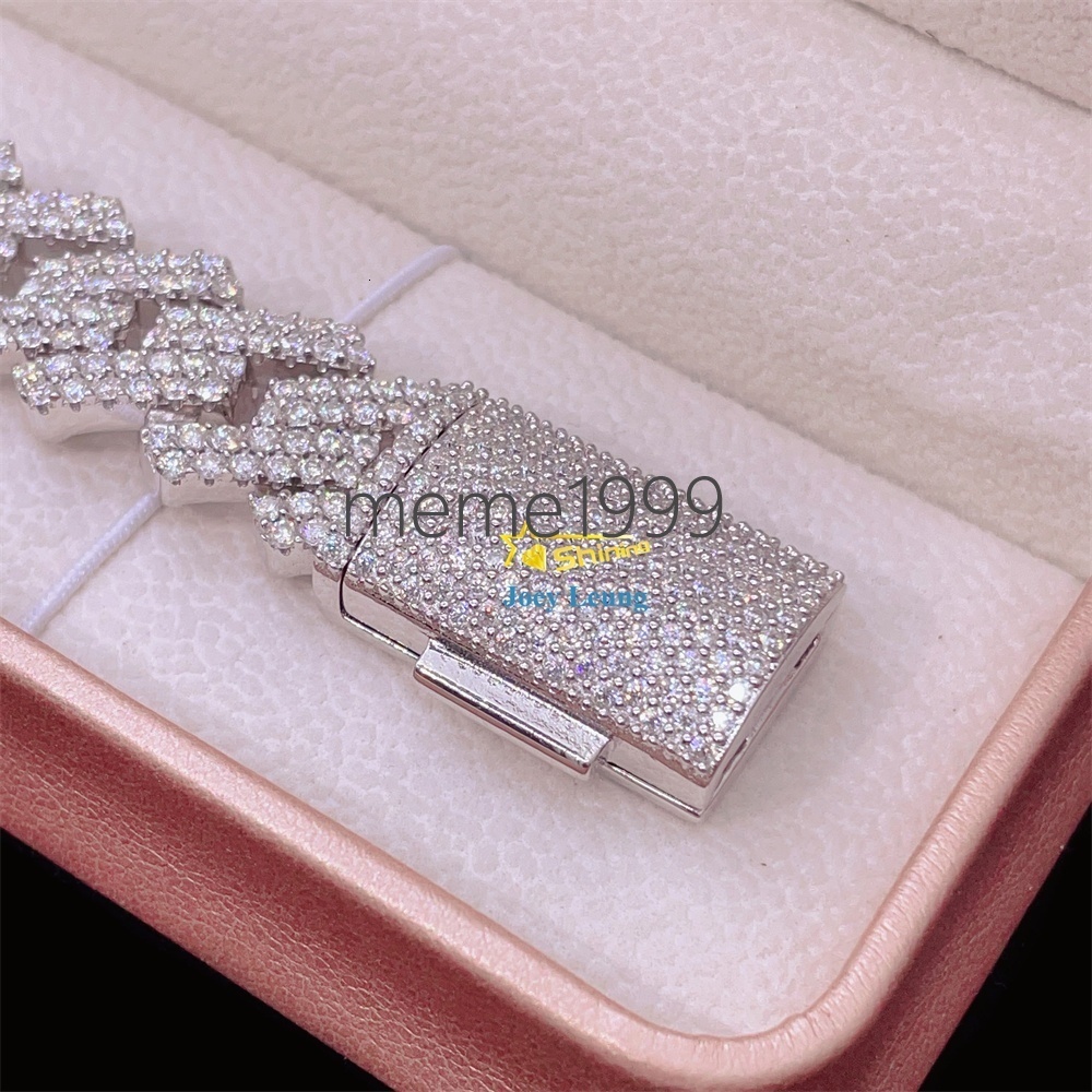 925 Sterling Silver Gold Plated VVS Moissanite Diamond Custom 15MM Iced Out Cuban Bracelet