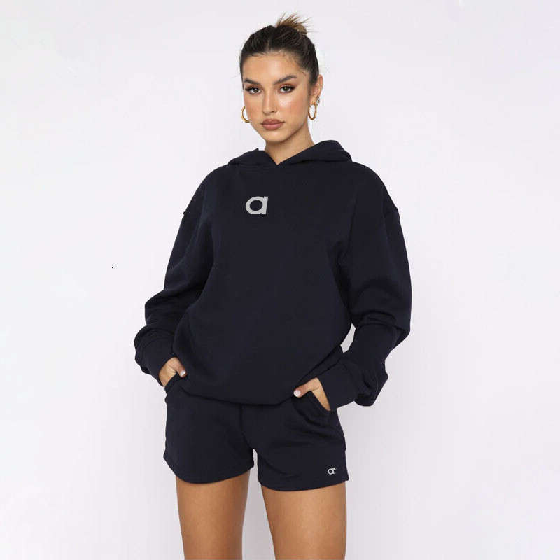 New Yoga luluness lemonlies Sets Women 2 Pieces Hoodie luluness lemonlies Sweatshirt + Shorts Gym Sports Bra luluness lemonlies Shorts Workout Sports