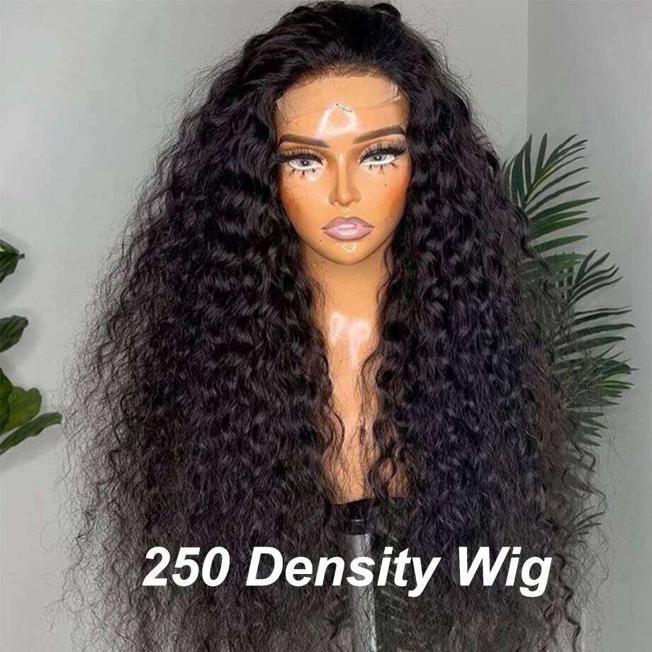 250 Density Curly Front Human Hair Wigs Hd 30 Inches 13X4 Lace Frontal Wig Water Wave Brazilian Pre Plucked For Women