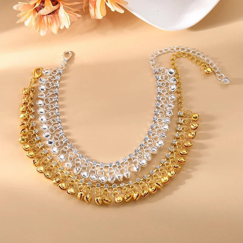Fashion Personality Boho Anklet Set Silver Color Ethnic Tassel Bell Anklet for Women Girl Beach Foot Anklet Party Summer Jewelry 250815