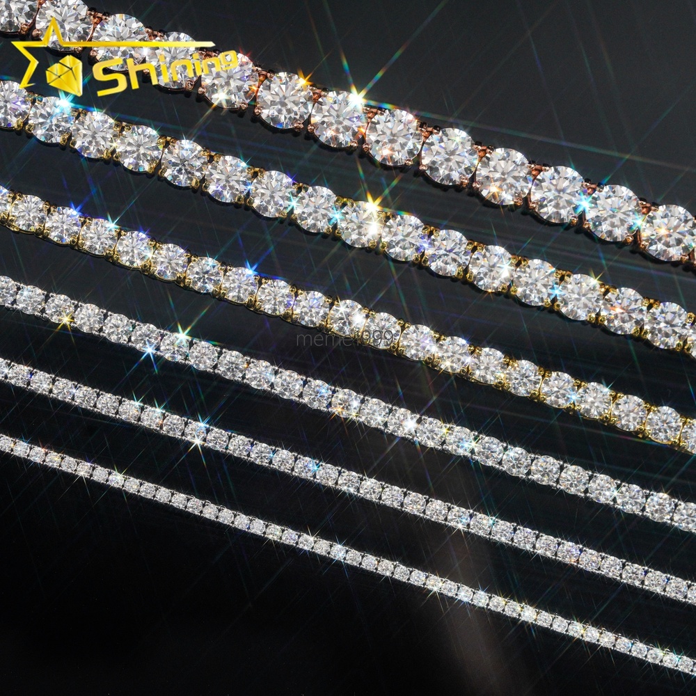 Cheapest Price 925 Sterling Silver 2mm 3mm 4mm VVS Moissanite Diamond Necklace Bracelet Moissanite Tennis Bracelet Chain