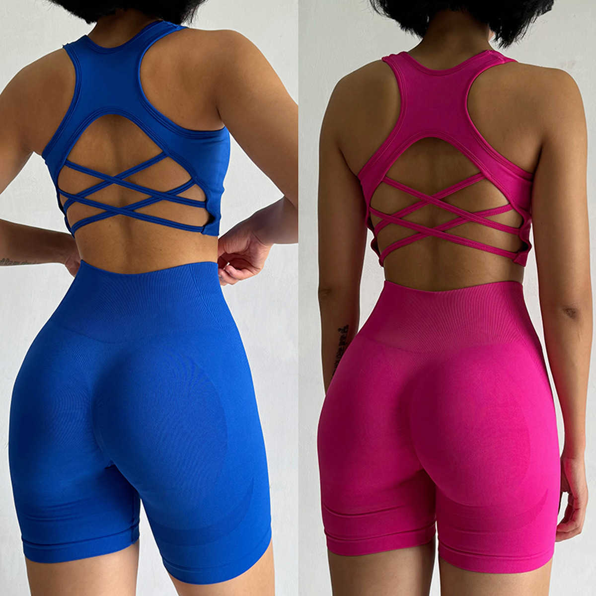 New Seamless Yoga Set Yoga Clothing Shorts Two-piece Fitness Running Quick-dry Sports Set for Women H250819