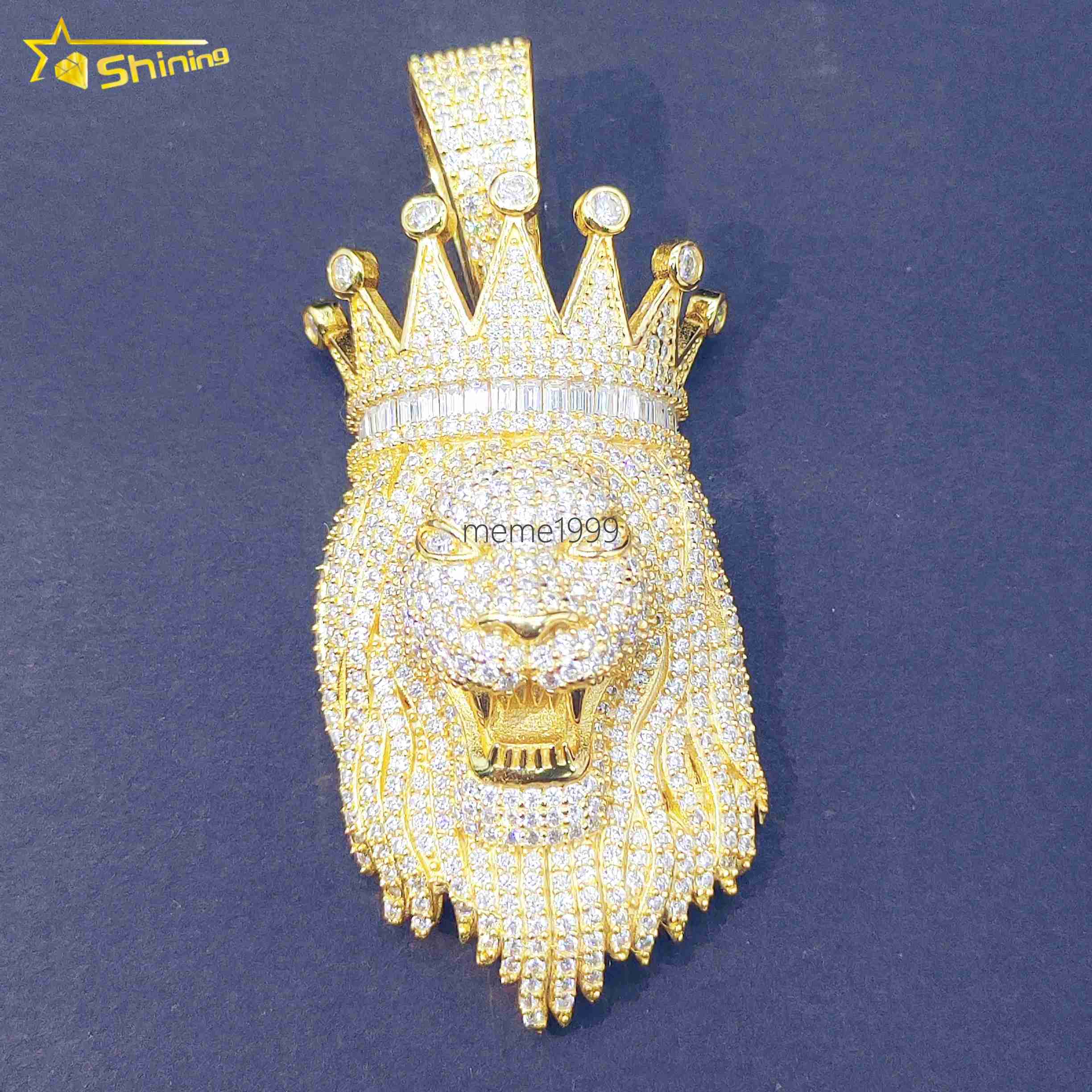 Hot Sale Fashion Necklace Pendant King Lion Hip Hop Pendants 925 Silver Moissanite Custom Pendants