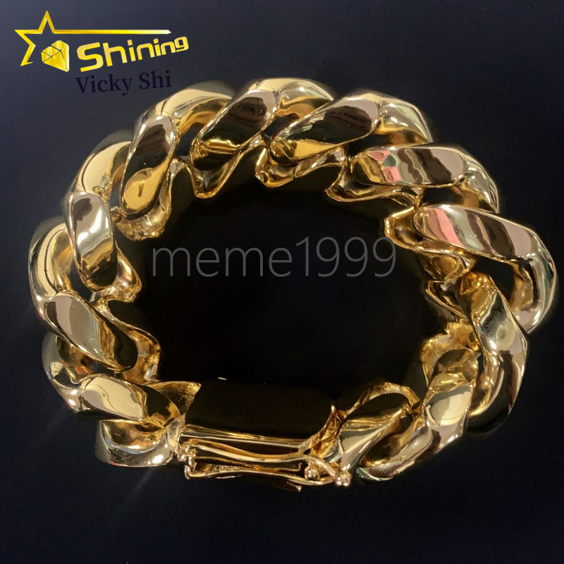 Fashion Jewelry Heavy Big Size 30MM Width Brass Plain Cuban Link Chain 18k Gold Plated Rapper Miami Cuban Chain Bracelet