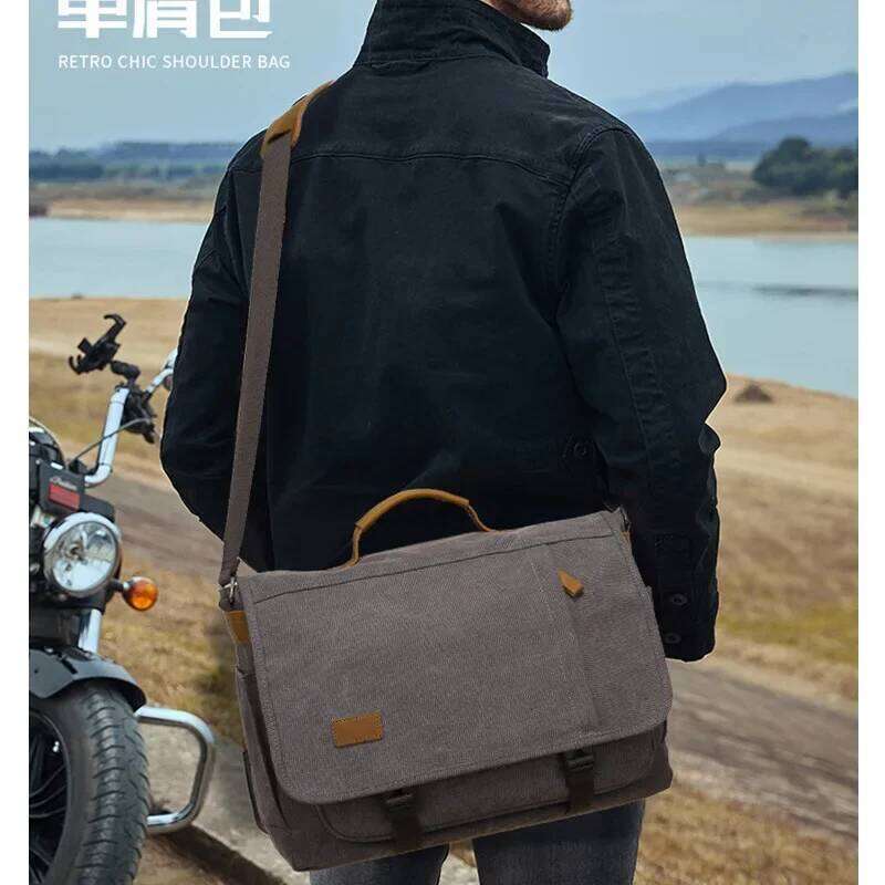 Canvas Shoulder Messenger Men Business Laptop Bag For Book Laptop Backpack