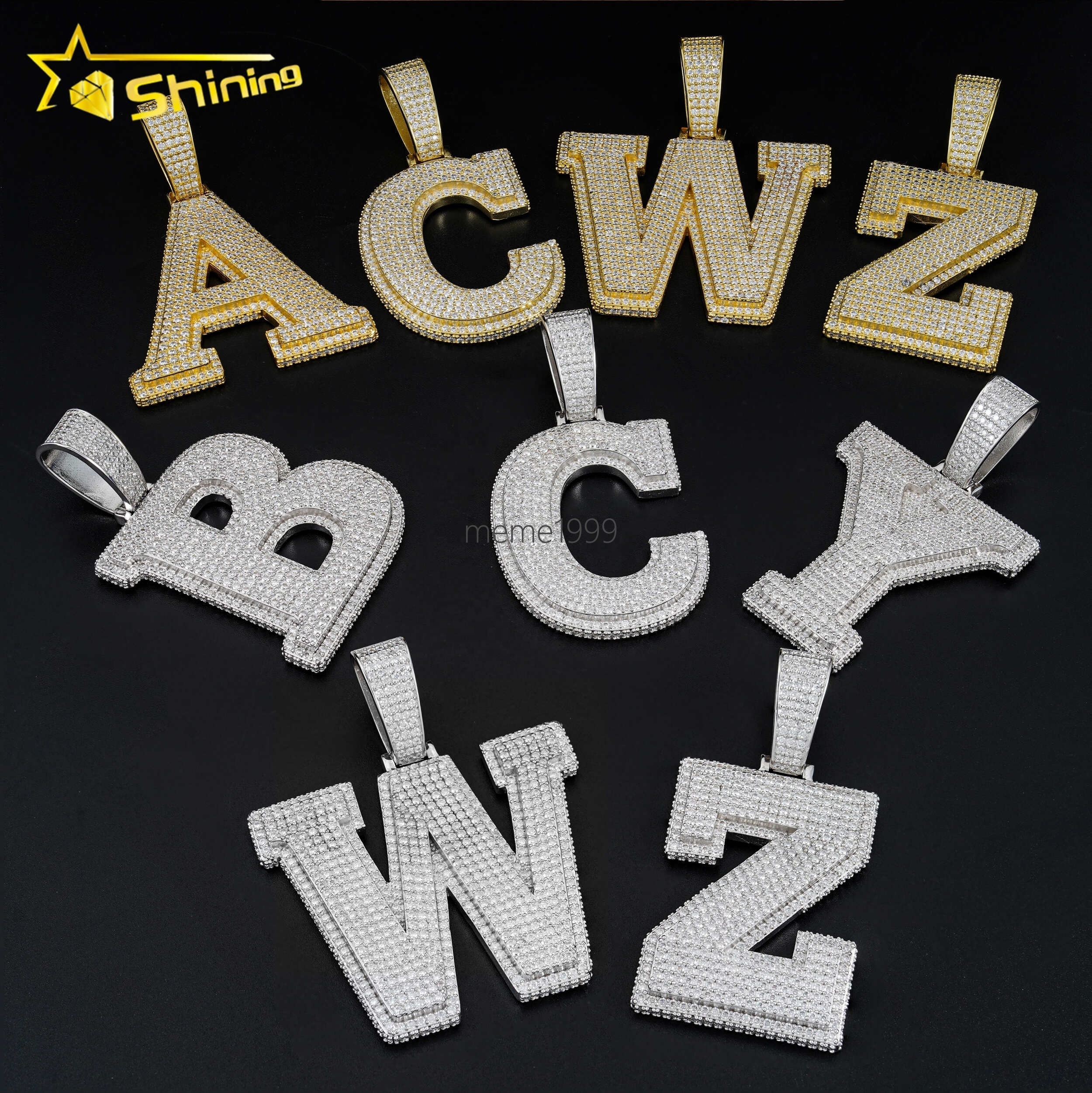 High Quality Bling 925 Silver Fully Iced Out Custom Letter D Moissanite Hip Hop Pendant for Men