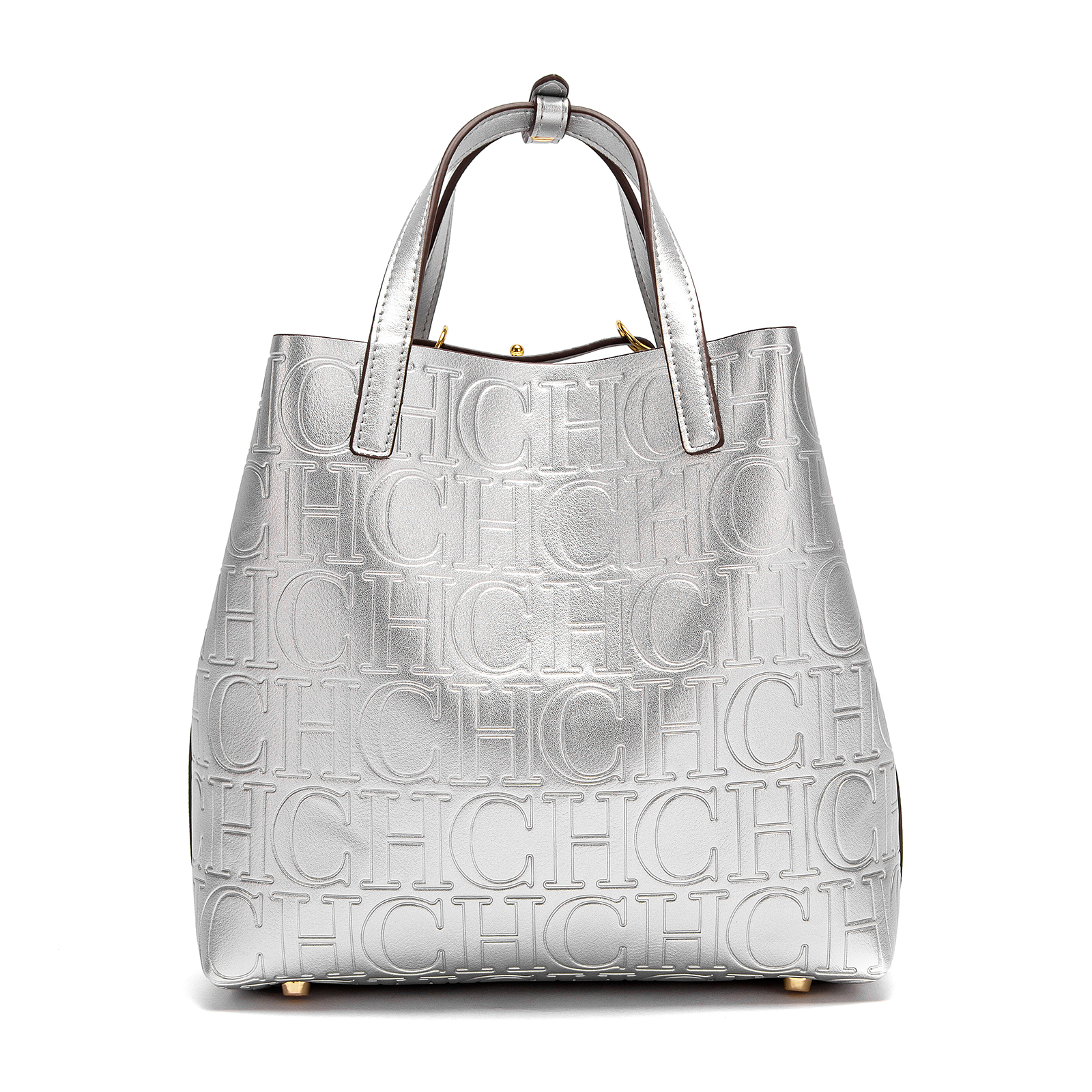 Elegant Embossing Fashion Tote Modern Geometry Style with Glittery Frame