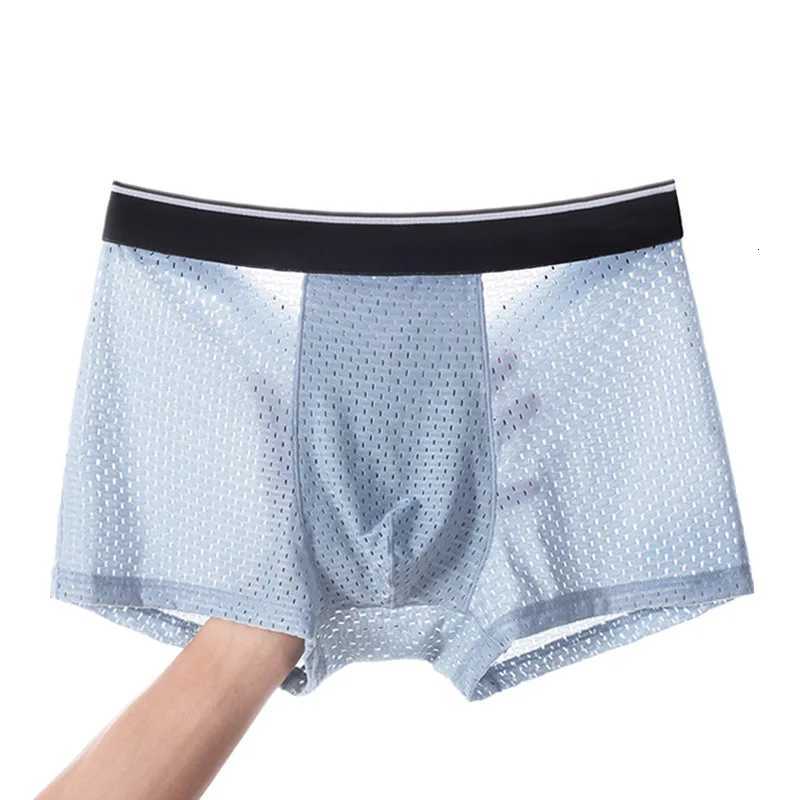 4pcs Mens Briefs Fashion Boxer Shorts Mesh Hole Underwear Mens Underpants Breathable Elastic Large Size Male Underwear W250819