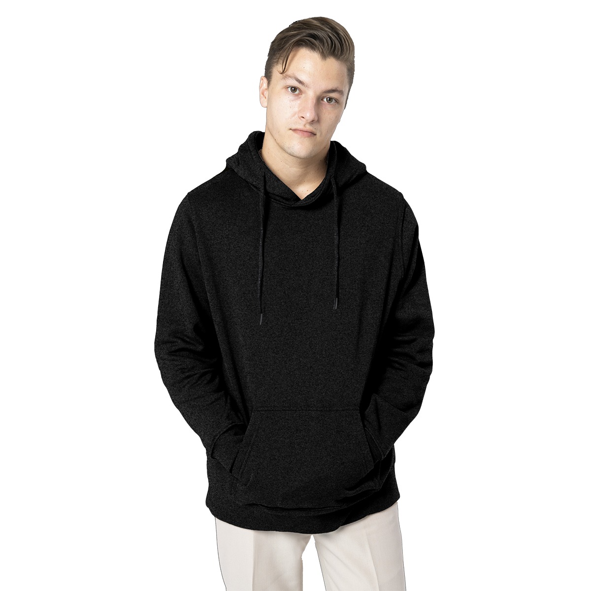 DHgatepod Men's Wool-Lined Hoodie with Back Print - 50% Cotton 50% Polyester Warm Pullover | DTF Customizable | Winter Essential