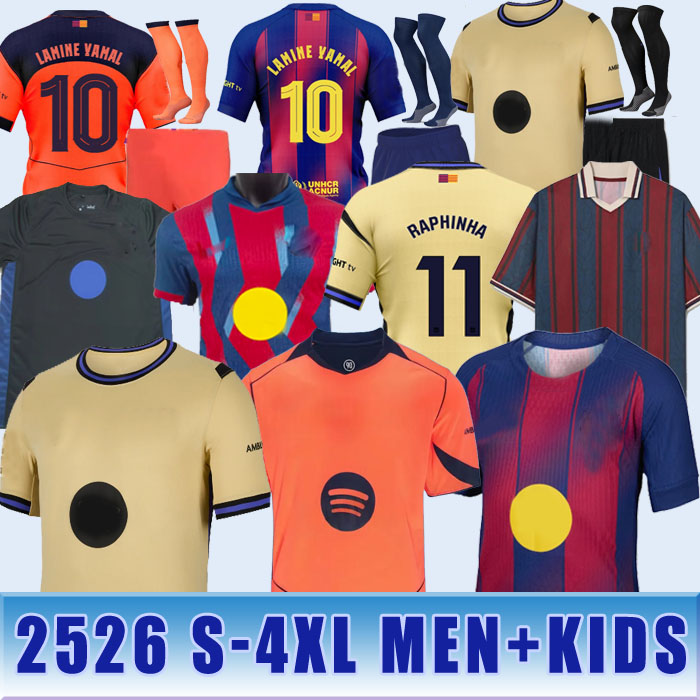 2025 2026 S-4XL Home Away LAMINE YAMAL Soccer Jersey Edition RAPHINHA 3rd Camiseta De Football Shirt 2025 2026 Men Kids Kit